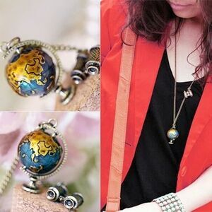Women's Vintage Globe Planet Universe Necklace Ear